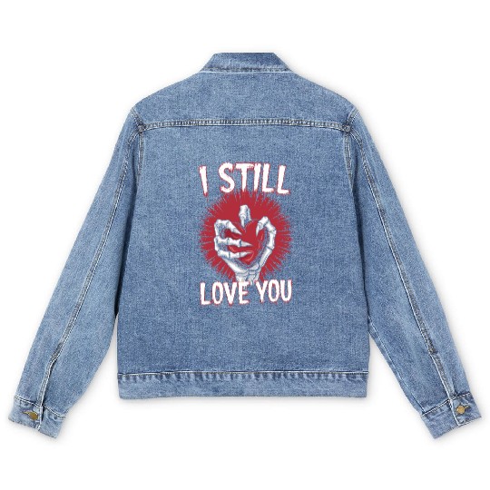 I Still Love You Skeleton Hand Holding Heart Men's Denim Jackets