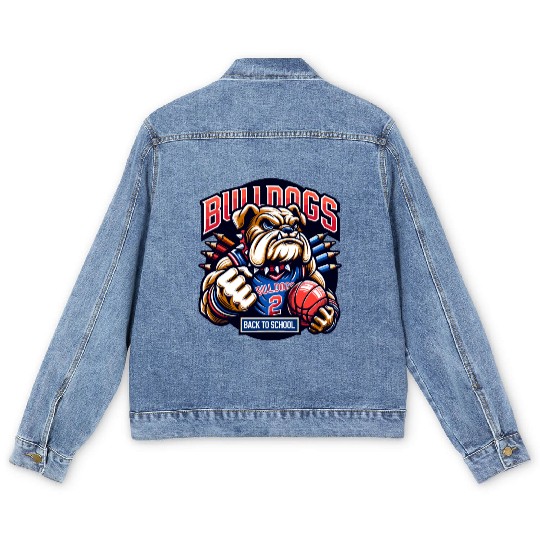 Bulldogs Mascot Back To School Team Spirit Men's Denim Jackets