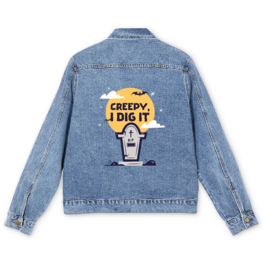 Creepy I Dig It Men's Denim Jackets