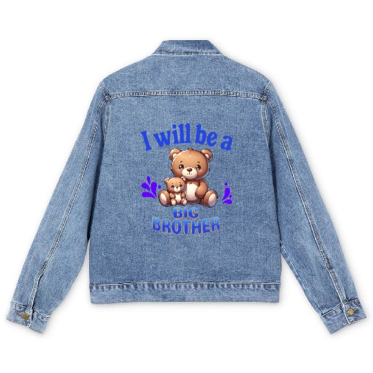 I'm Going To Be A Big Brother Cute Teddy Bears, Men's Denim Jackets