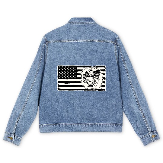 Retro Flag Girl © LIKE US ON FACEBOOK # Men's Denim Jackets