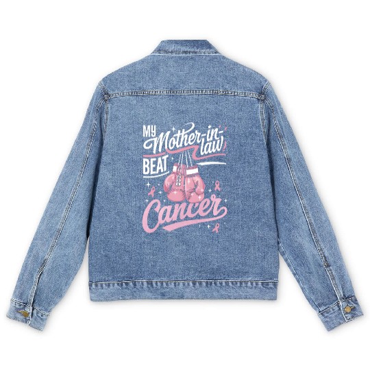 My Mother-In-Law Beat Cancer Breast Cancer Men's Denim Jackets