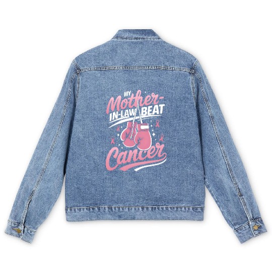 My Mother-In-Law Beat Cancer Breast Cancer Men's Denim Jackets