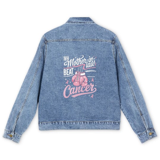 My Mother-In-Law Beat Cancer Breast Cancer Men's Denim Jackets