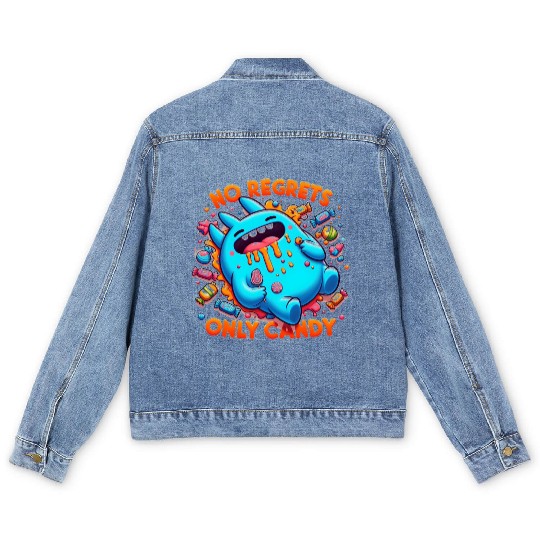 Disneyland Stitch Halloween No Regrets Only Candy Men's Denim Jackets
