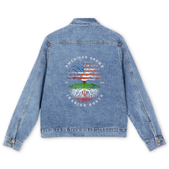 American Grown Iranian Roots Iran Flag Men's Denim Jackets