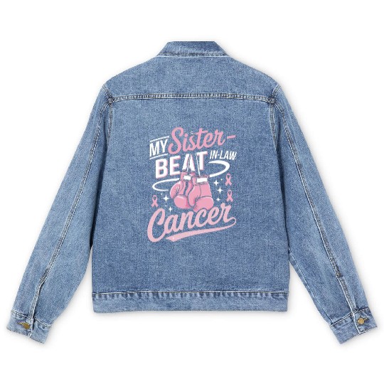 My Sister-In-Law Beat Cancer Breast Cancer Men's Denim Jackets