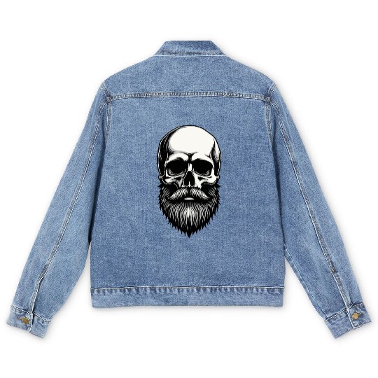 Bearded Skull Art - Dark Gothic Illustration Men's Denim Jackets