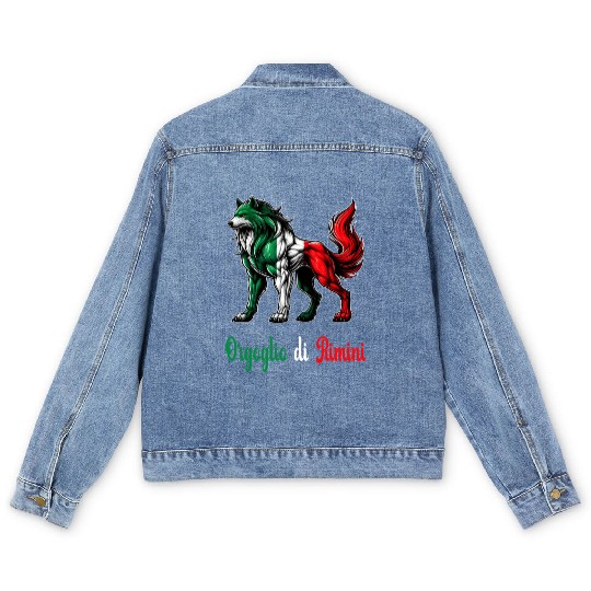 The pride of Rimini Italy flag Men's Denim Jackets