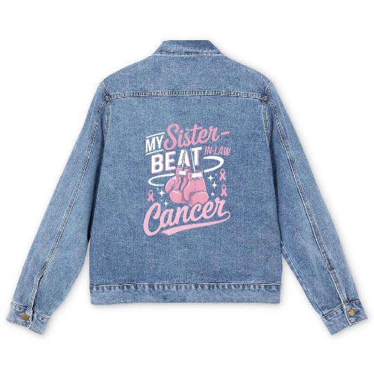 My Sister-In-Law Beat Cancer Breast Cancer Men's Denim Jackets
