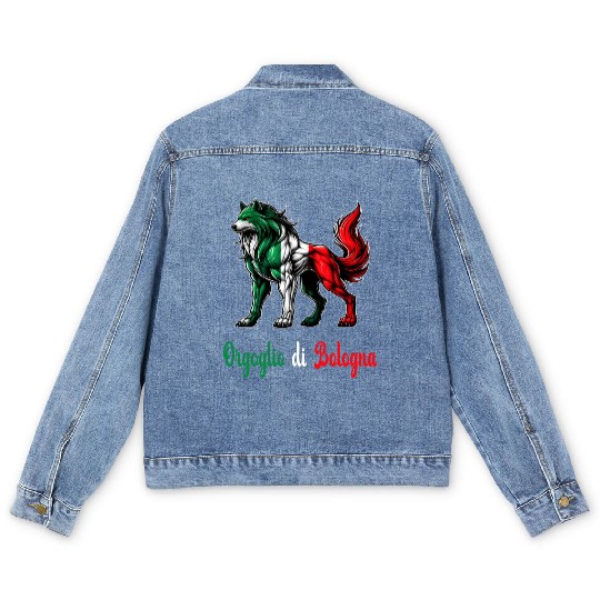 The pride of Bologna Italy flag Men's Denim Jackets