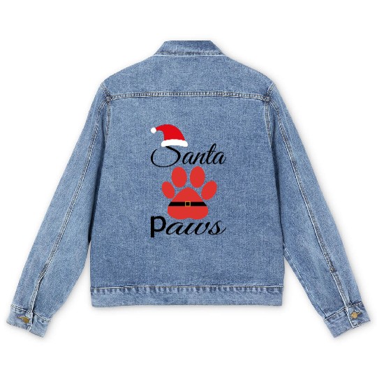 Santa Paws Men's Denim Jackets, Christmas for Pet lover santa