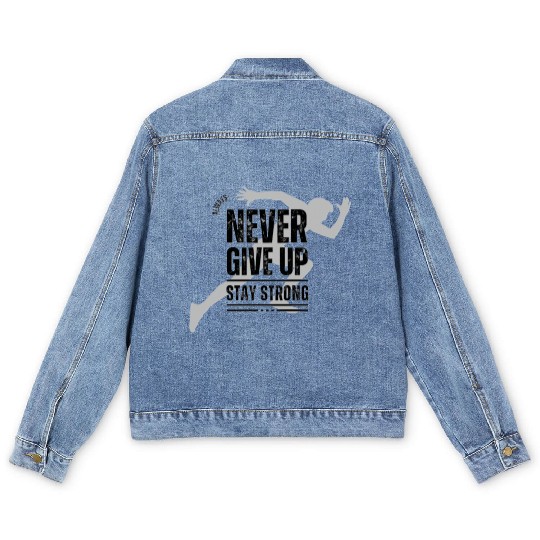 Never give up Men's Denim Jackets
