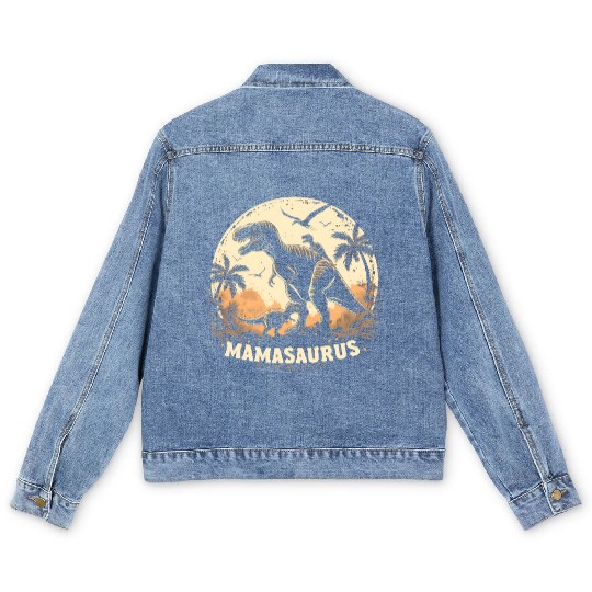 Dinosaur Mamasaurus Men's Denim Jackets Cool Mother's Day Mom