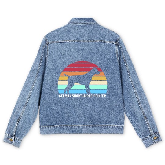 Retro German Shorthaired Pointer Dog Silhouette Men's Denim Jackets