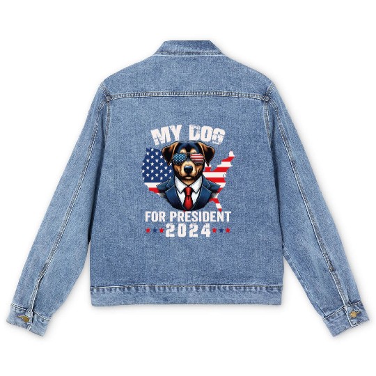 My Dog For President 2024 Political Election Dog Men's Denim Jackets