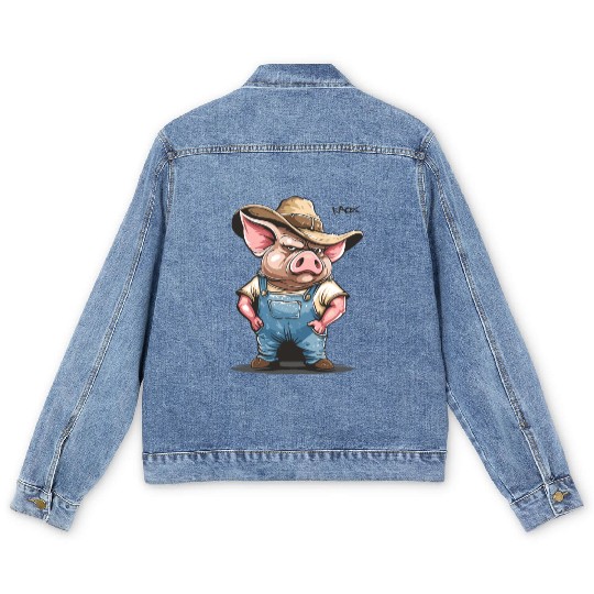 Hillbilly Pig Farmer – Redneck Village Life Men's Denim Jackets