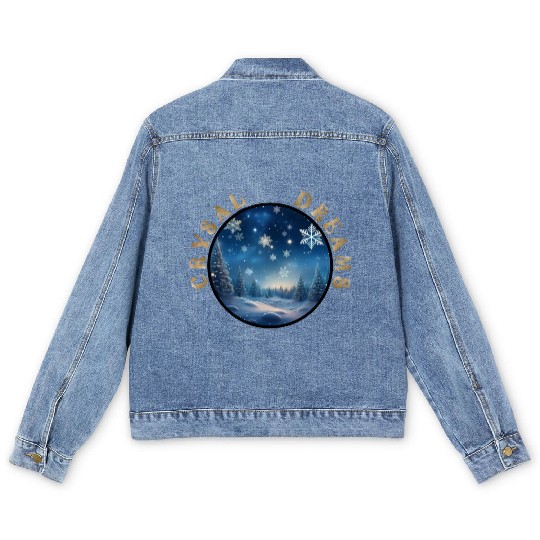 Winter's Embrace - A Crystal Clear Dream Men's Denim Jackets