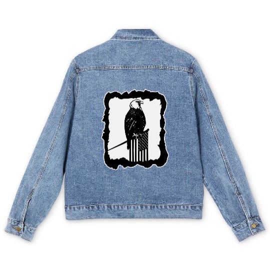 Framed Eagle On Flag Pole LIKE US ON FACEBOOK # Men's Denim Jackets