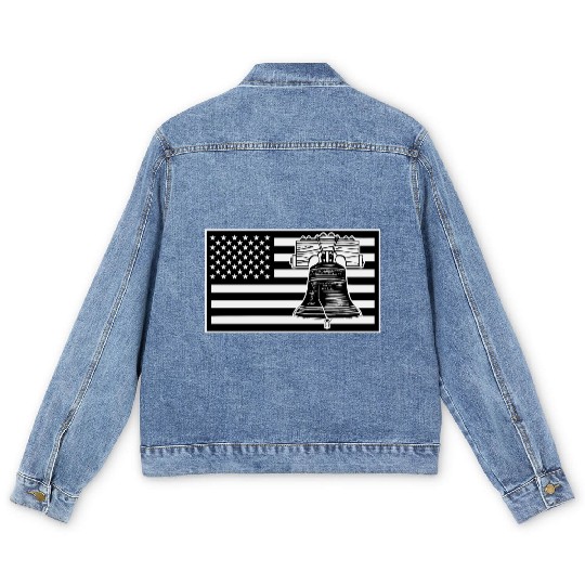 Liberty Bell US Flag LIKE US ON FB #USAPatriotGra Men's Denim Jackets