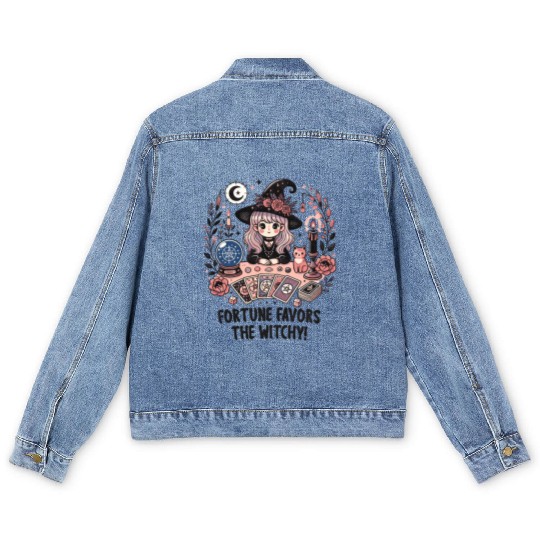 Fortune Favors the Witchy! Men's Denim Jackets