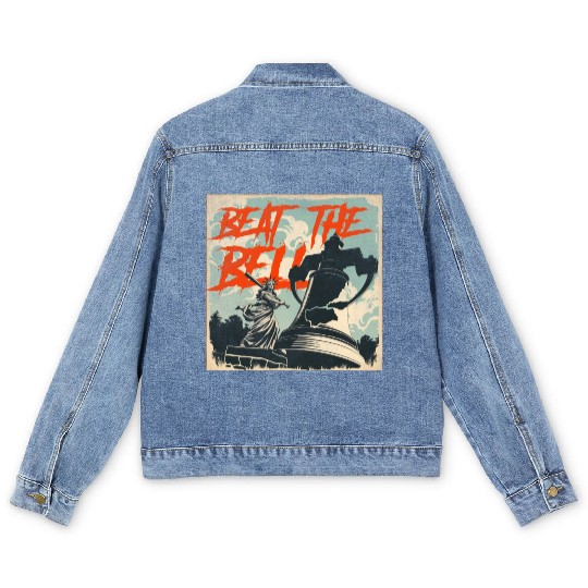 Queen of Liberty use baseball bat to beat the bell Men's Denim Jackets