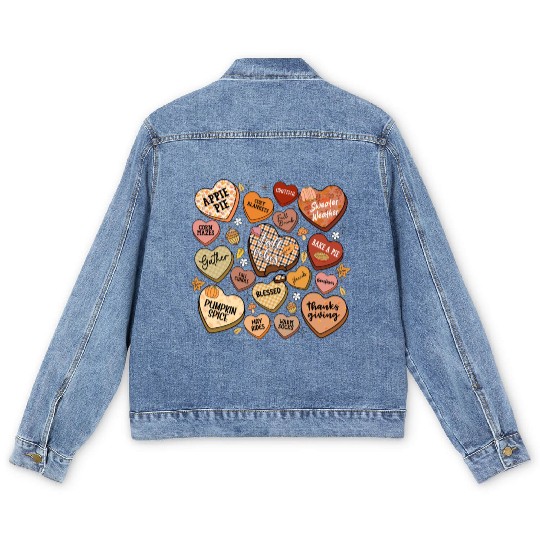 fall candy hearts Men's Denim Jackets