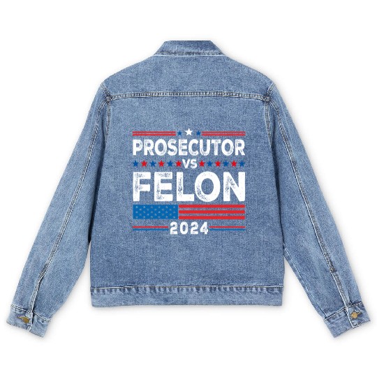 Funny Voting Election 2024 Prosecutor vs Felon Men's Denim Jackets