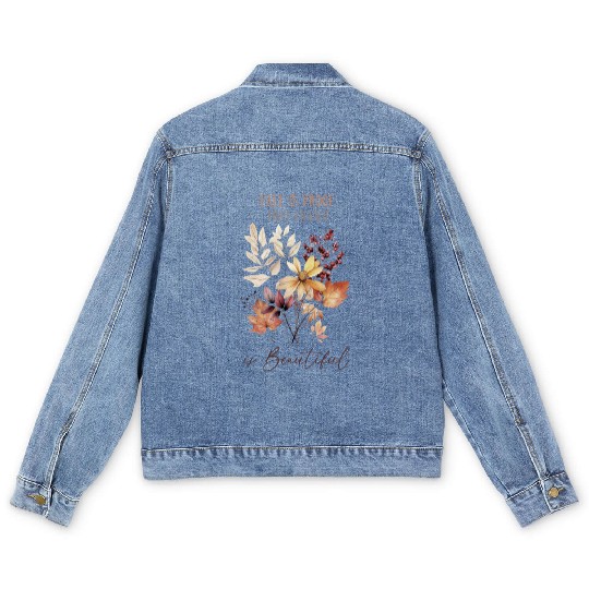 Beautiful Change - Fall Leaves Inspiration Men's Denim Jackets