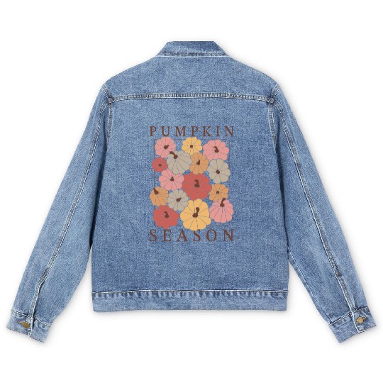 Boho Pumpkin Season: Fall Vibes & Autumn Charm Men's Denim Jackets