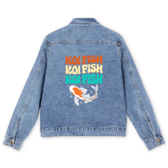 Retro Colorful Koi Fish Japanese Koi Carp Fish Men's Denim Jackets