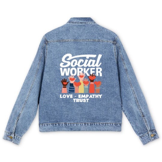Social Worker Love Empathy Trust Men's Denim Jackets