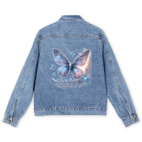 Colorful Butterfly Design – Enchanting Art Men's Denim Jackets
