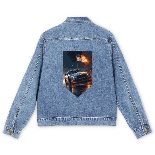 Pit Stop Paradise: NASCAR Fans Men's Denim Jackets