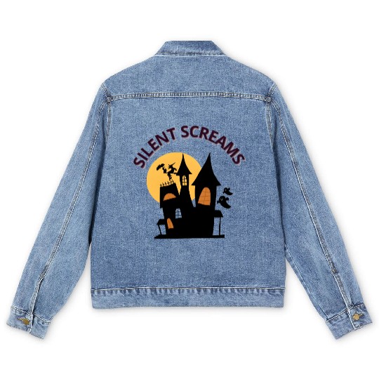 Whispers of the Haunted House Design Men's Denim Jackets