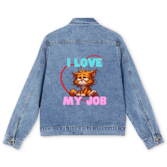 Sad Cat Men's Denim Jackets – I Love My Job Funny Apparel