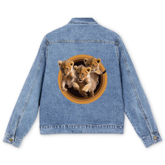 Kittens, Lion cubs Men's Denim Jackets