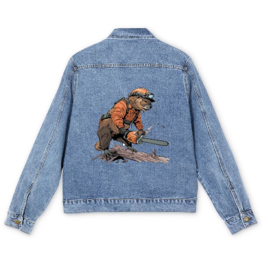 Beaver Lumberjack Chainsaw Men's Denim Jackets