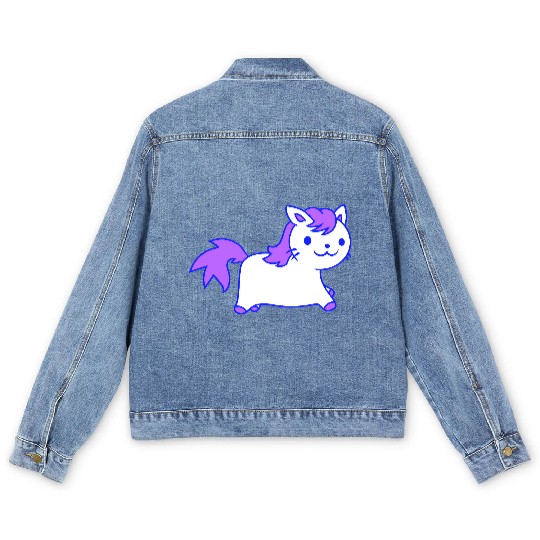 Little Pony Cat Face Little Small Horse Riding Fun Men's Denim Jackets