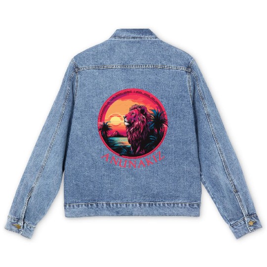 Anunakiz Lion of Ishtar’s Horizon Men's Denim Jackets