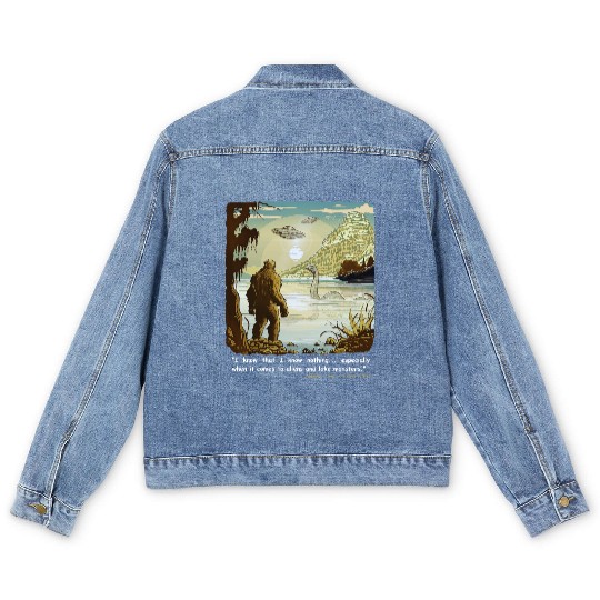 Funny Bigfoot Philosophy Loch Ness Monster UFOs Men's Denim Jackets