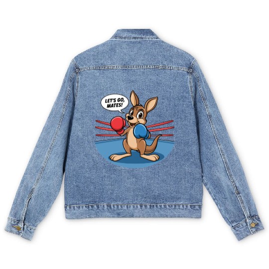 The kangaroo is in a boxing pose Men's Denim Jackets