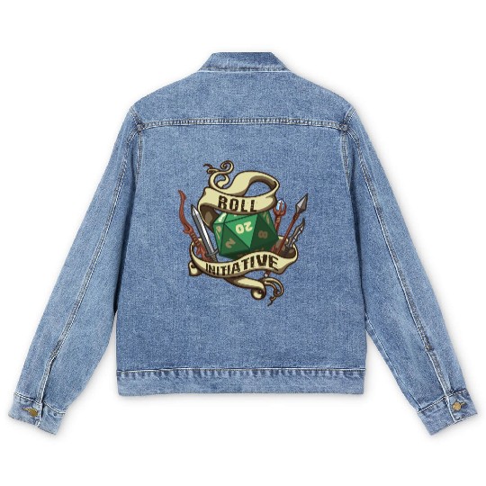 Roll Initiative Adventure Magic Dungeon Men's Denim Jackets