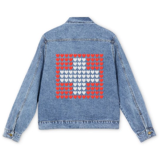 Switzerland HEARTS Flag Men's Denim Jackets