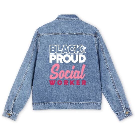 Black And Proud Social Worker Men's Denim Jackets