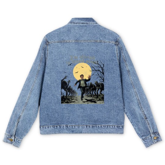 I m allergic to stupid people zombies Men's Denim Jackets