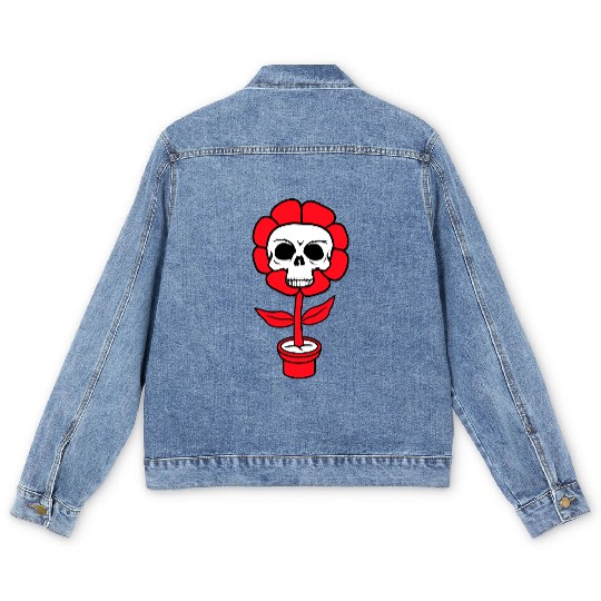 Evil Skull Flower Horror Halloween Skeleton Head Men's Denim Jackets