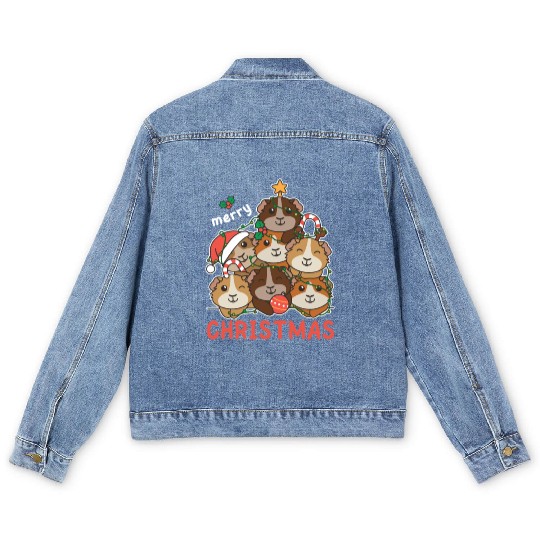 Guinea Pig Christmas Tree Merry Christmas Men's Denim Jackets