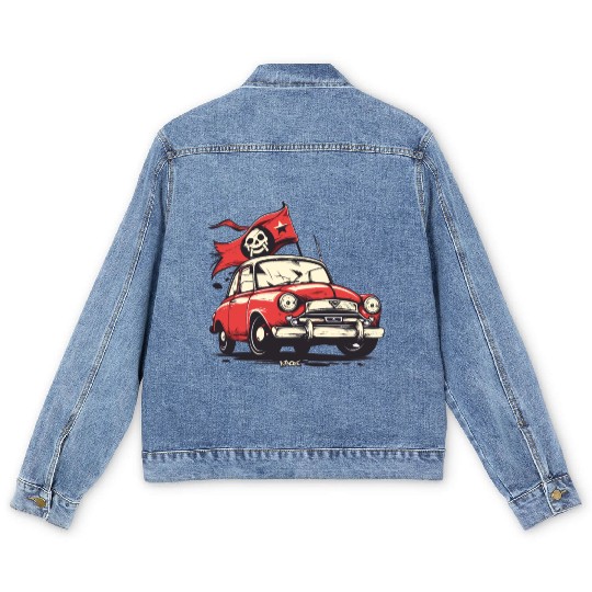 Communist Soviet Pirate Retro Car Men's Denim Jackets