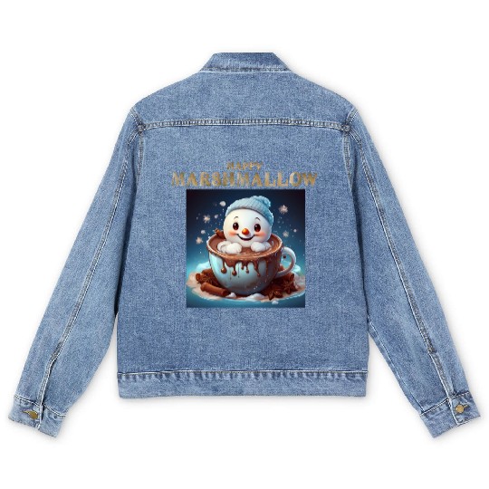 Happy Marshmallow: A Winter Hug in a Mug Men's Denim Jackets